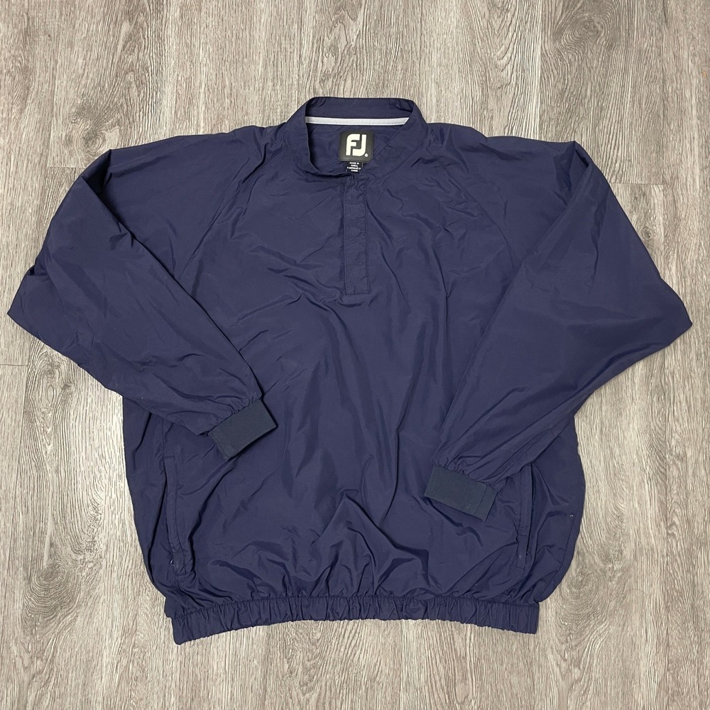 FootJoy Sweater Mens XL Blue Golf Pullover Windbreaker Nylon 1/4 Zip Windshirt